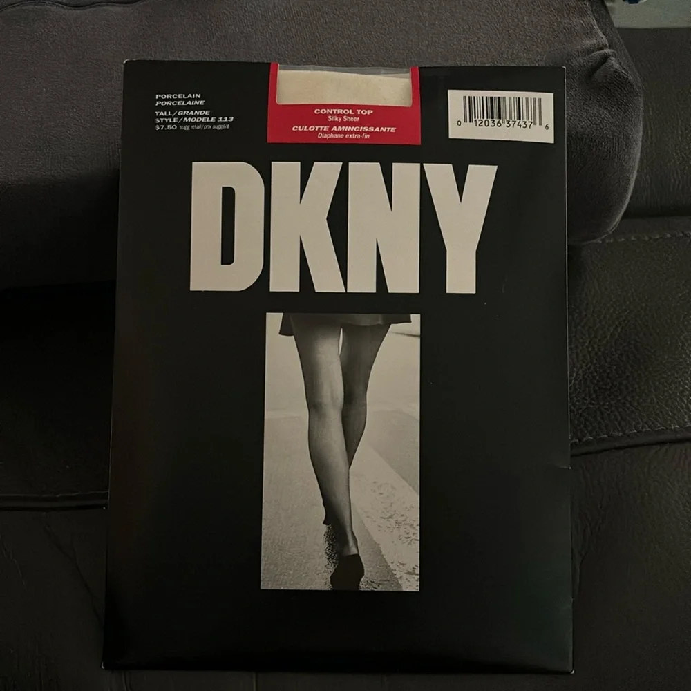 DKNY vintage hosiery control top - off white - size large wedding formal sheer
